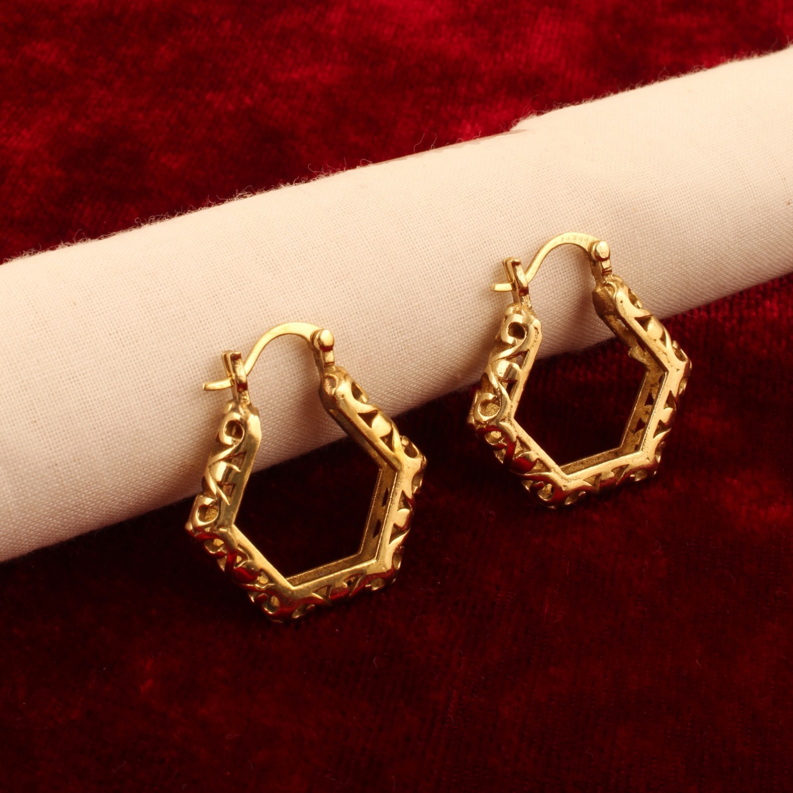 Gold & Silver Plated Geometric Hoop Earrings Hexagon Hoop Earrings for Women