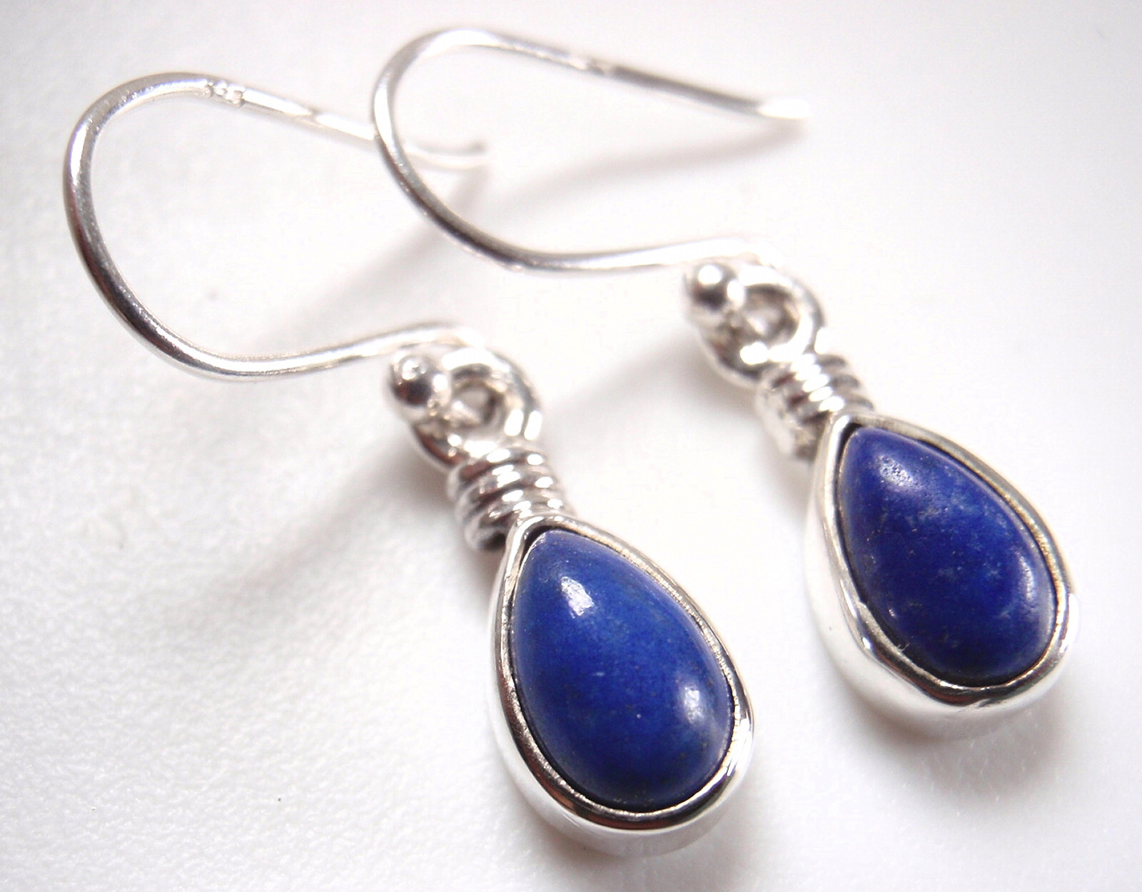 Lapis Lazuli Teardrop 925 Sterling Silver Dangle Earrings Small