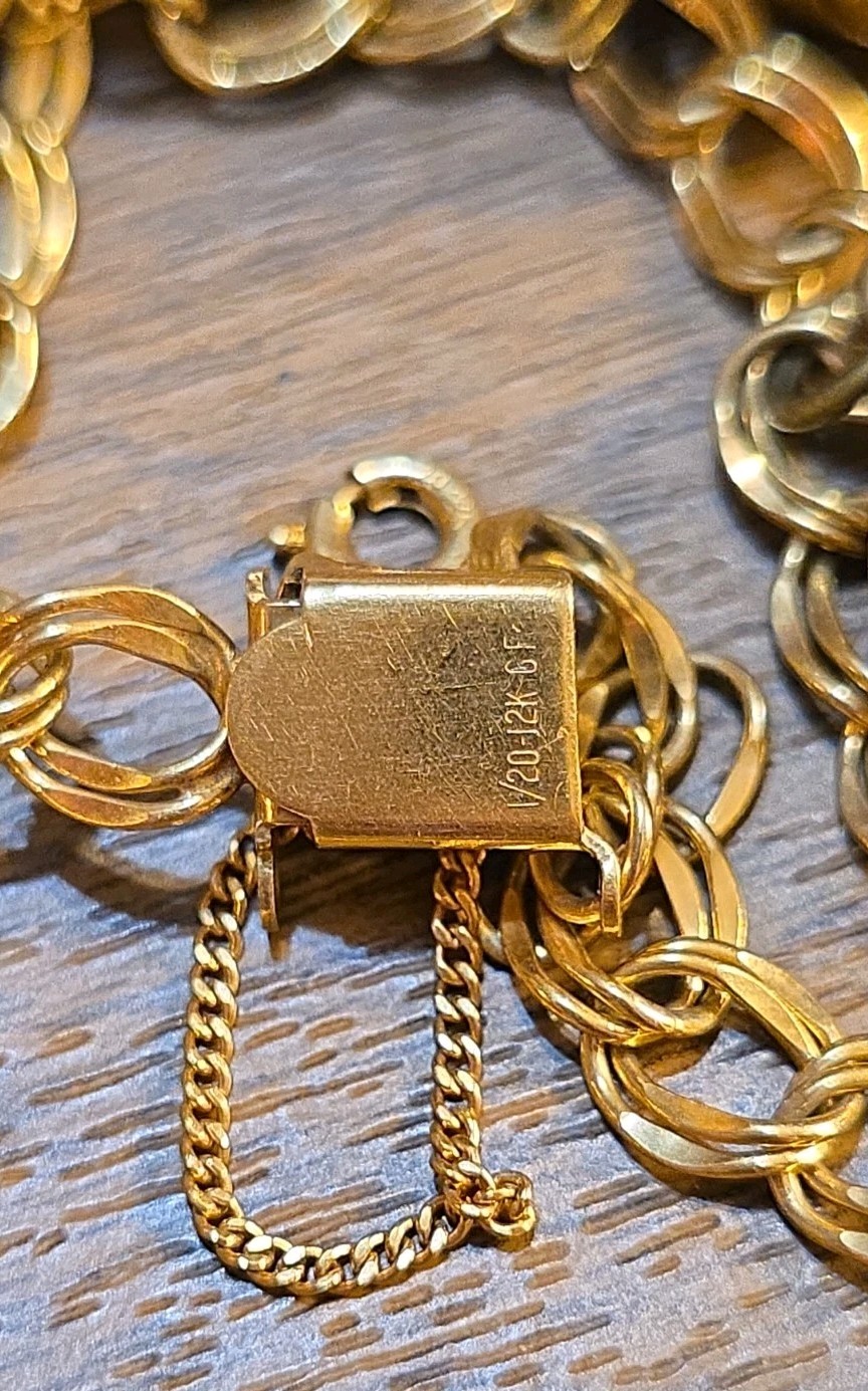 1940s & 1950s 12K GF Spartan Charm Bracelet Gold Football Basketball GTE Charm