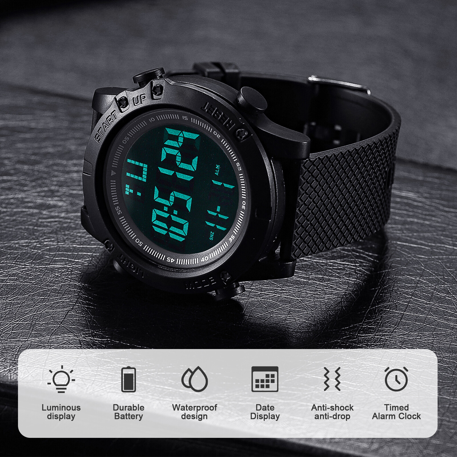 Men’s Military Digital Watch LED Screen Sports Large Face Waterproof Wristwatch