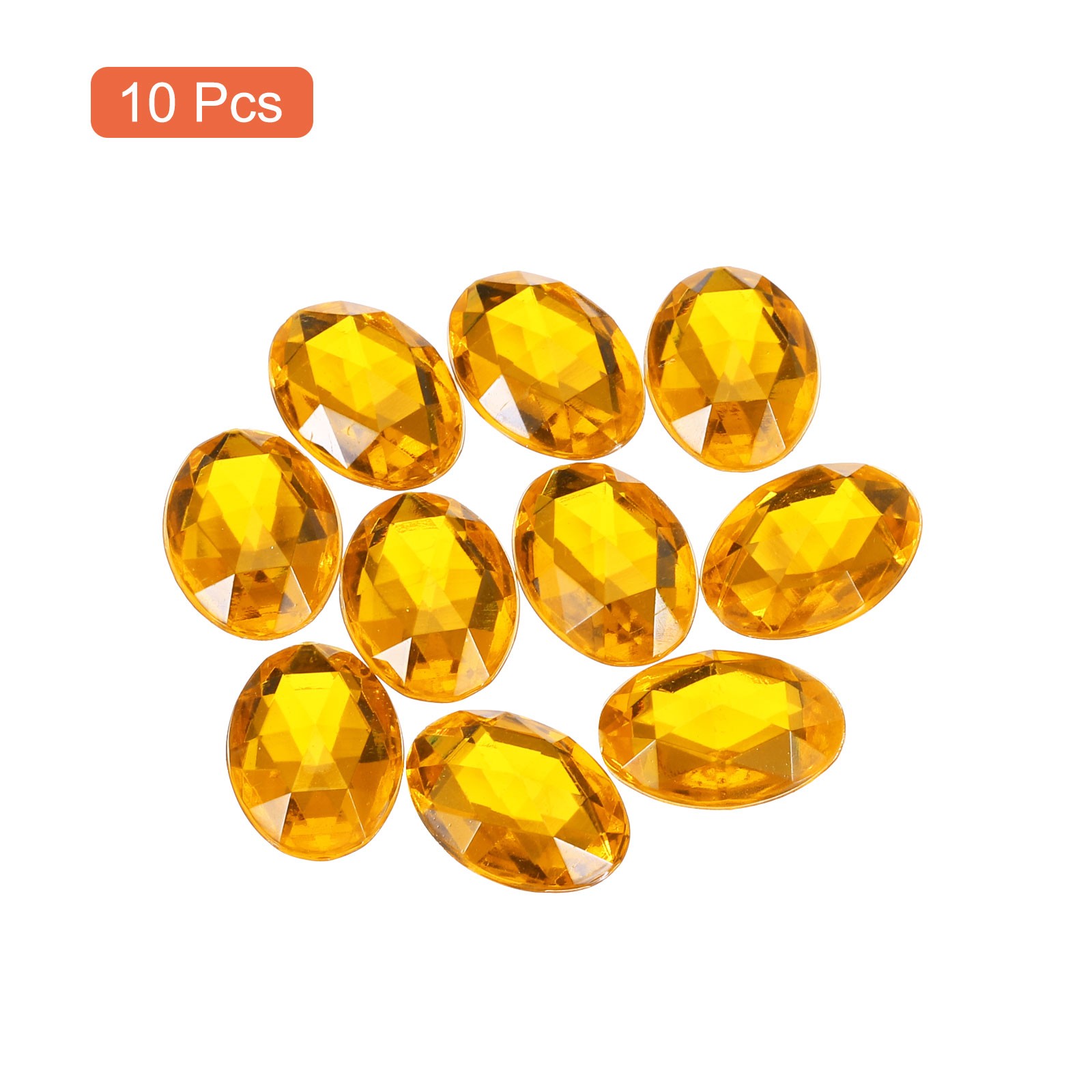 10Pcs Acrylic Oval Gems 30×40 mm Flat Back Rhinestones DIY Gold