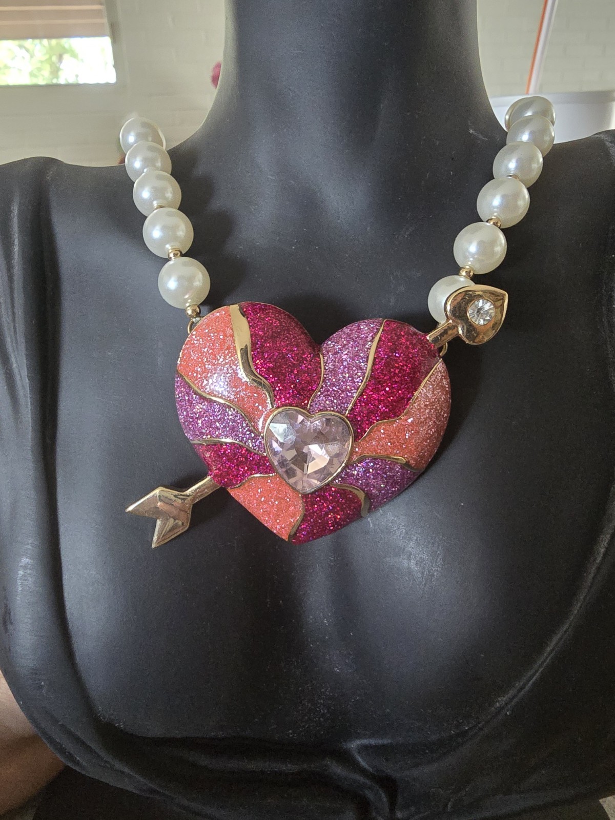 Betsey JohnsonHeart Pendant Imitation Pearl Necklace