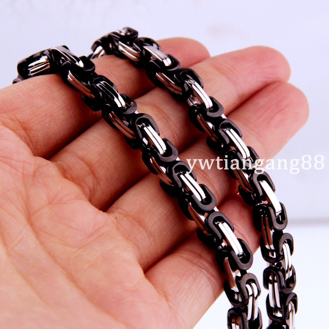 16~40″ 4/5/8mm Charming Stainless Steel Byzantine Box Chain Mens Women Necklace