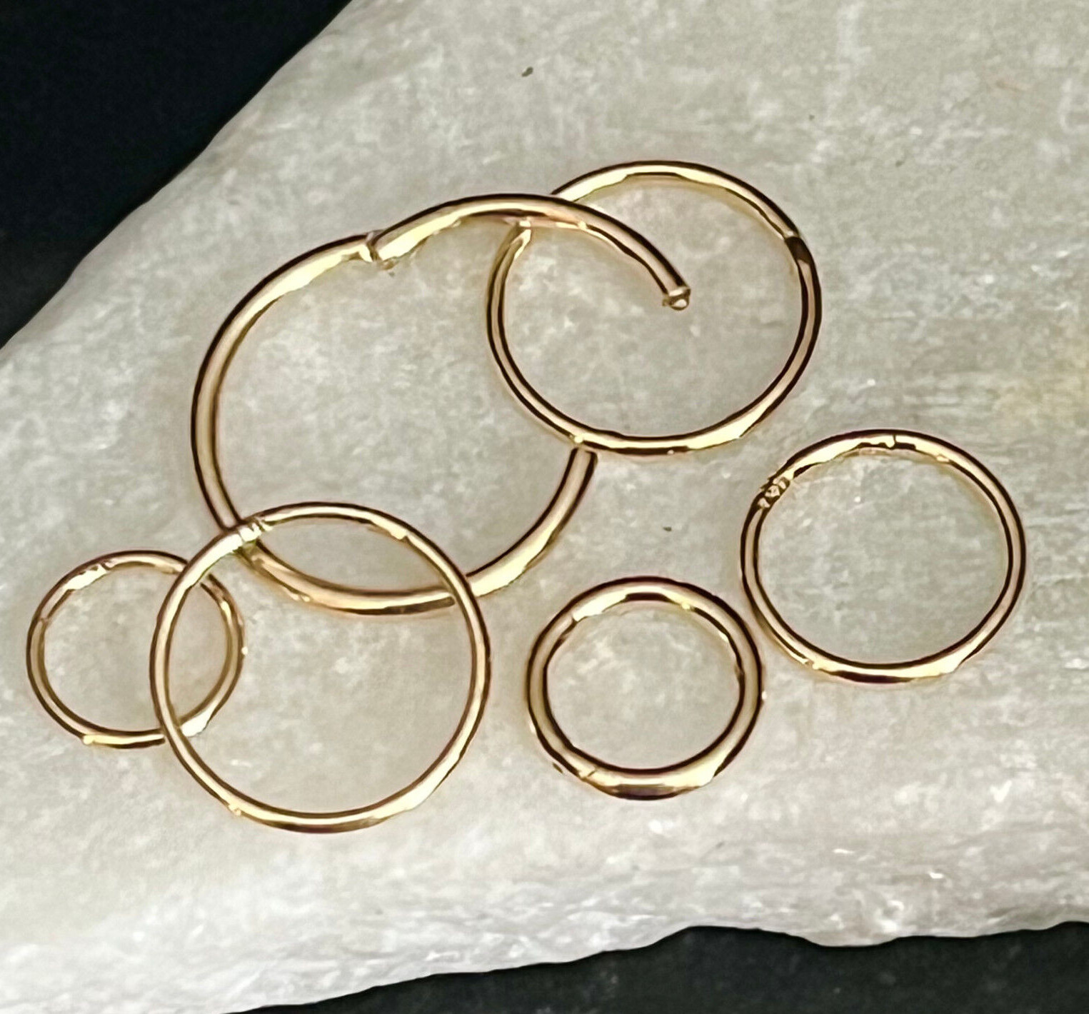 1pc Solid 14kt Gold Hinged Segment Ring Septum Nose Ring Helix Cartilage Clicker