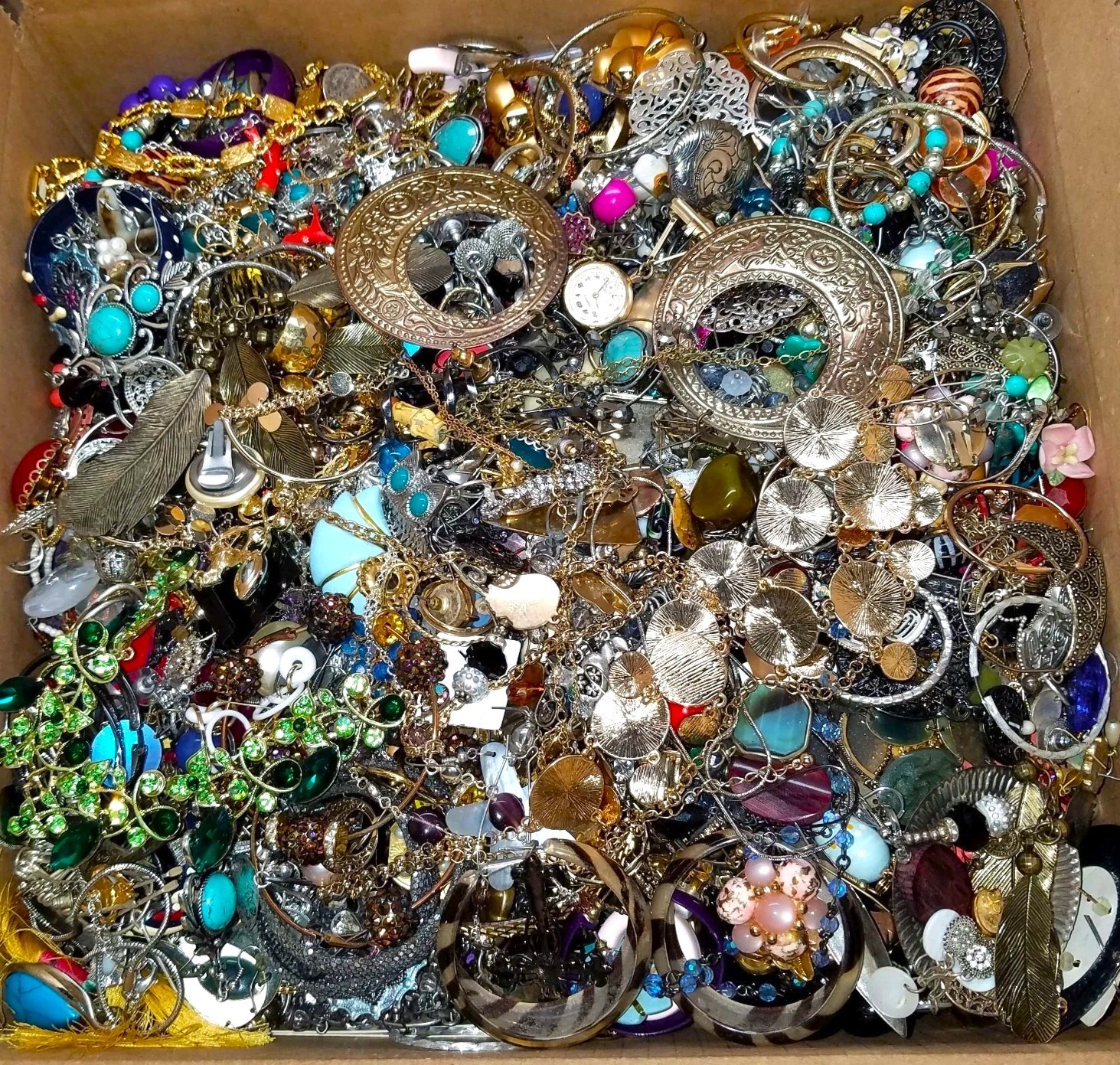 Over 3 Lbs Unsearched Jewelry Lot Vintage & Modern Junk & Resell Tangled FUN