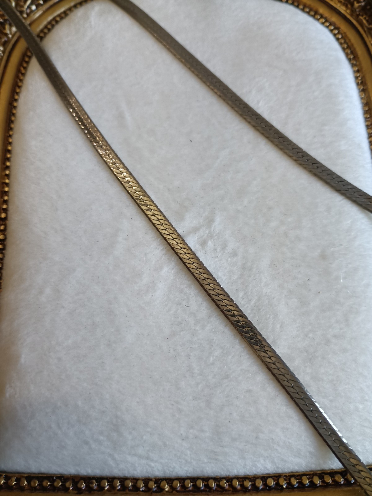 vintage Silver Tone Herringbone Chain Necklace Metal Chain Style No Stone
