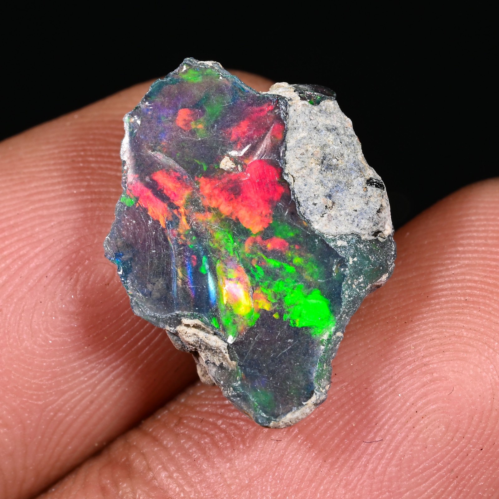 10 Ct Black Ethiopian Opal Rough, Jewelry Grade Welo Opal Rough, Multi Fire Opal
