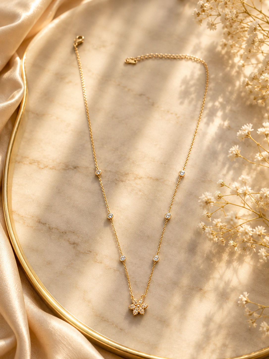 Anti Tarnish Golden Star Pendant Necklace | Adjustable Chain