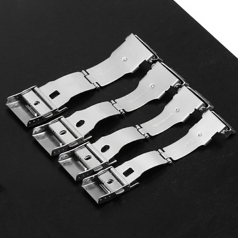 Premium Stainless Steel Double Push Buckle Metal Folding Clasp 16/18/20/22/24mm