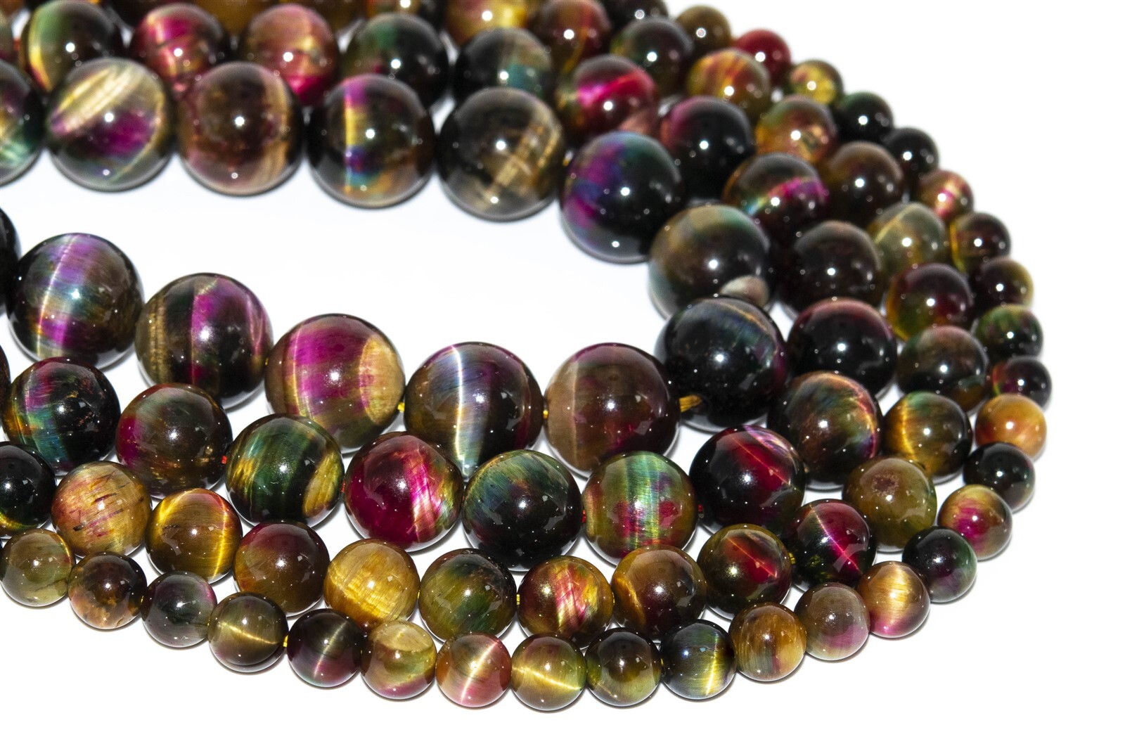Cat Eye Multicolor Tiger Eye Beads Grade AAA Round Loose Beads 6/8/10/12MM