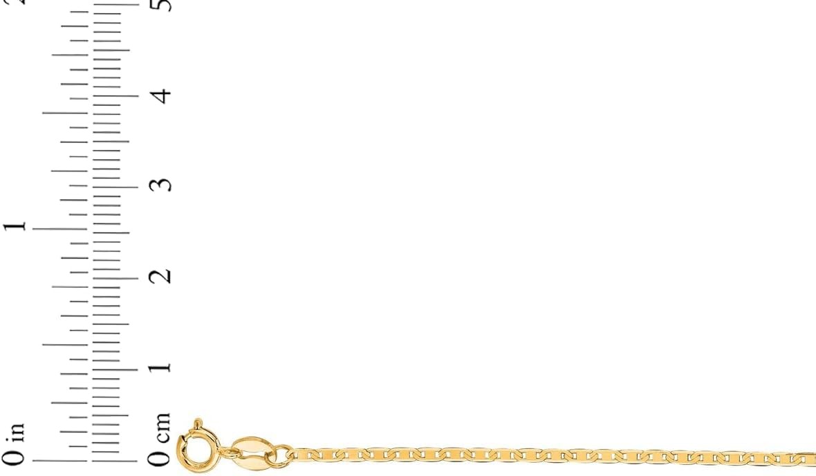 Floreo 10k Yellow Gold 1.2mm Solid Anchor Mariner Mirror Chain Bracelet, 7 Inch