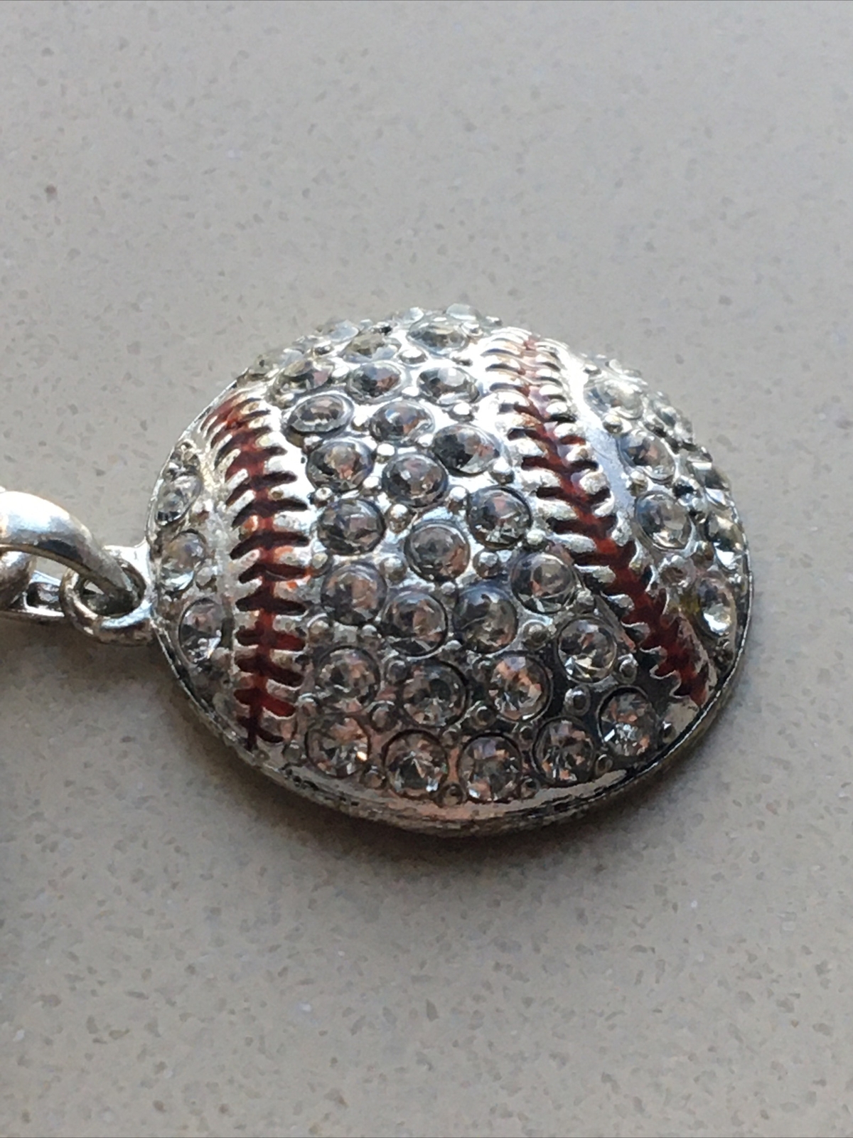 Vintage Small One Size None Stretch Baseball Novelty Silver Rhinestone Bracelet