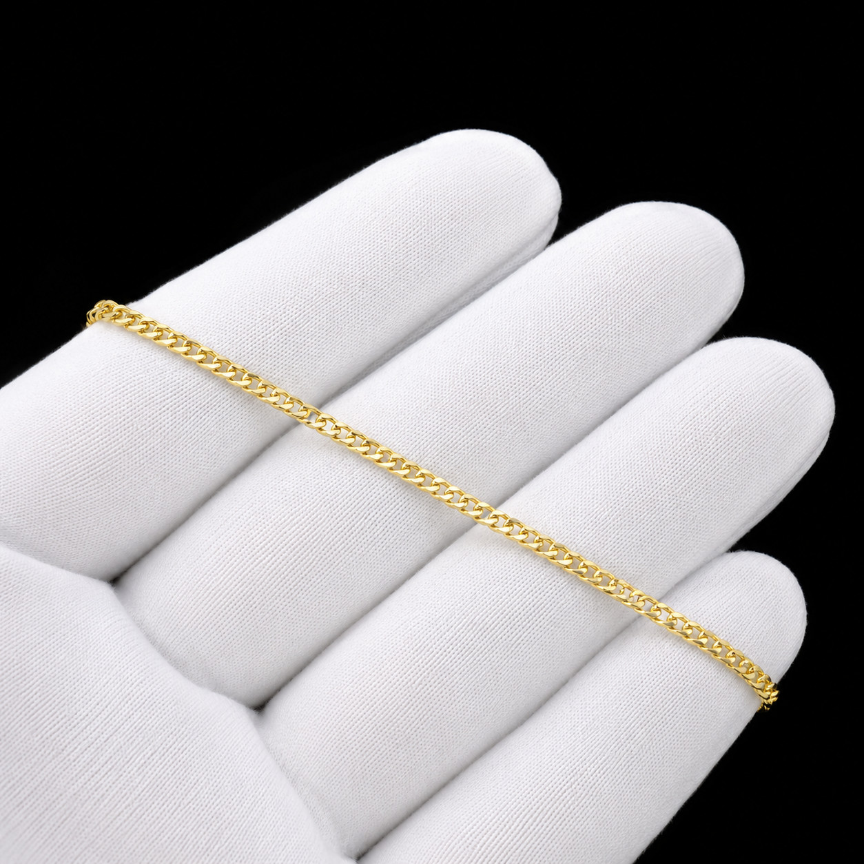 10K Yellow Gold Cuban Link Bracelet Real Gold Chain 3.5mm 7in 8in