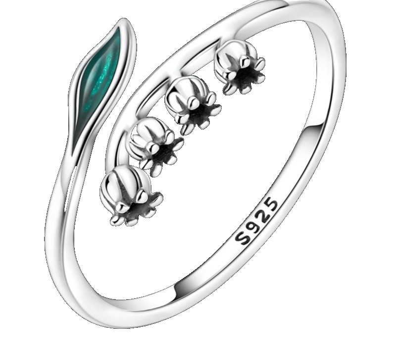 925 Sterling Silver Lily of the Valley Ring CZ Wedding Jewelry for Women