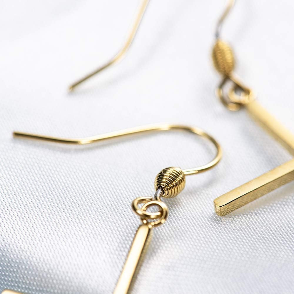 Hypoallergenic Stainless Steel Cross Earrings Long Dangle Minimalist Jewelry for