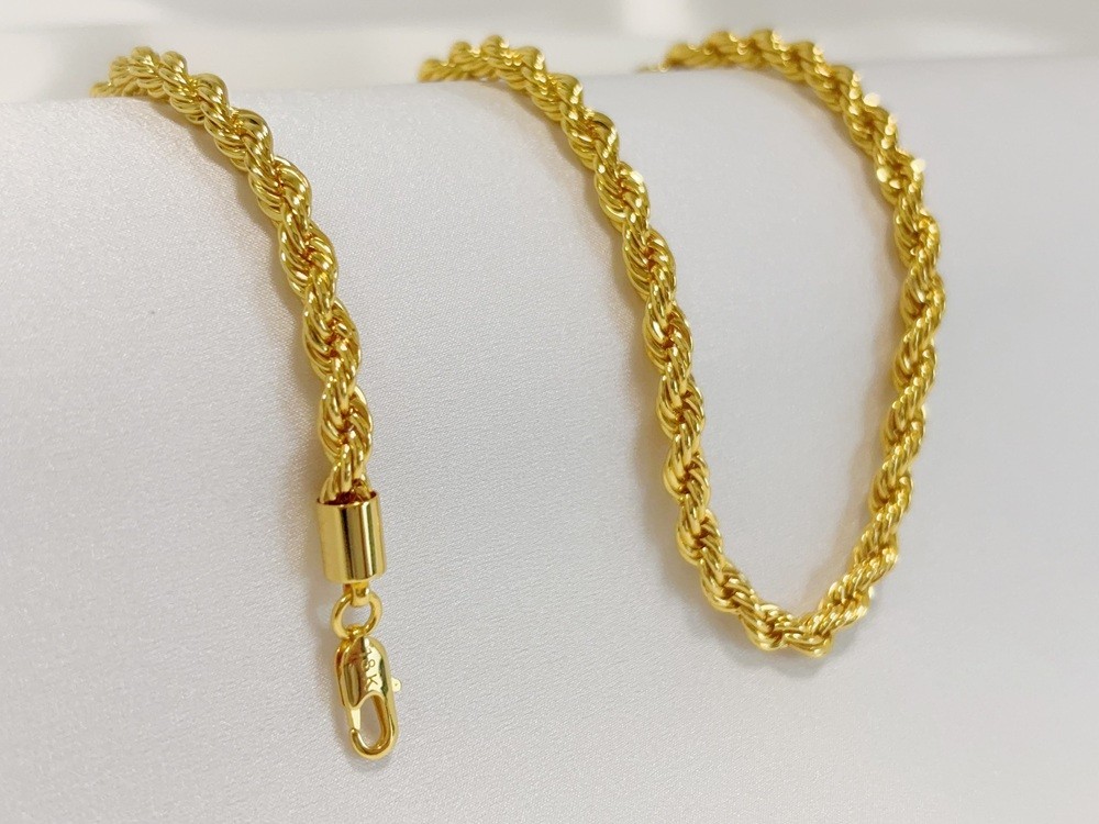 18K Yellow Gold Diamond Cut Rope Chain 5mm NecKlace Mens Womens 26″