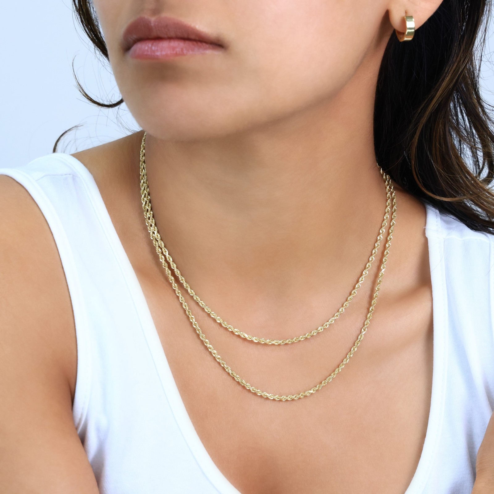 14K Yellow Gold 2mm Italian Diamond Cut Rope Chain Necklace Mens Women 16″- 30″