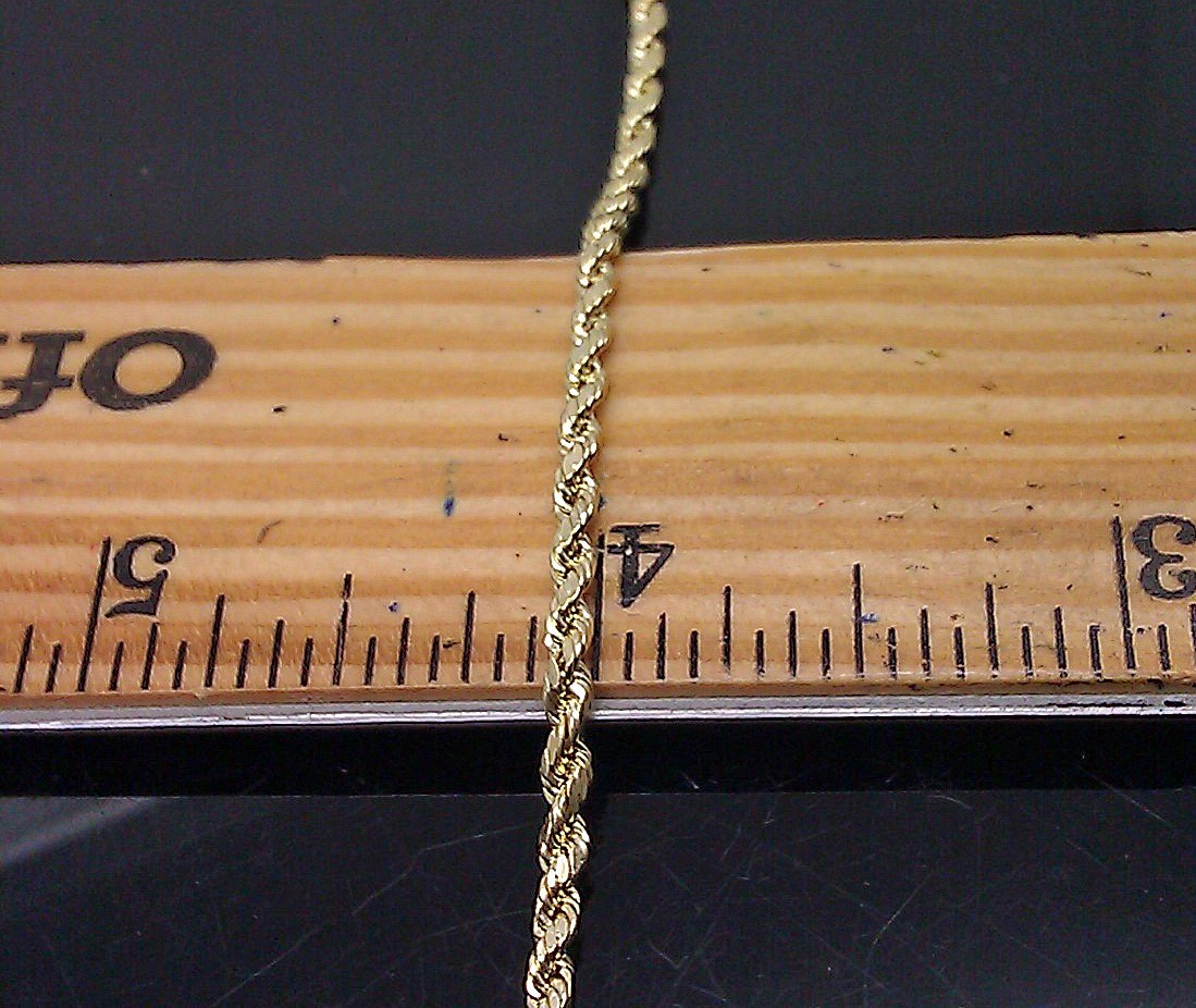 Gold Rope Chain men ladies 22″ Inch REAL GOLD 2.7mm Thick NEW 10k Yellow Gold