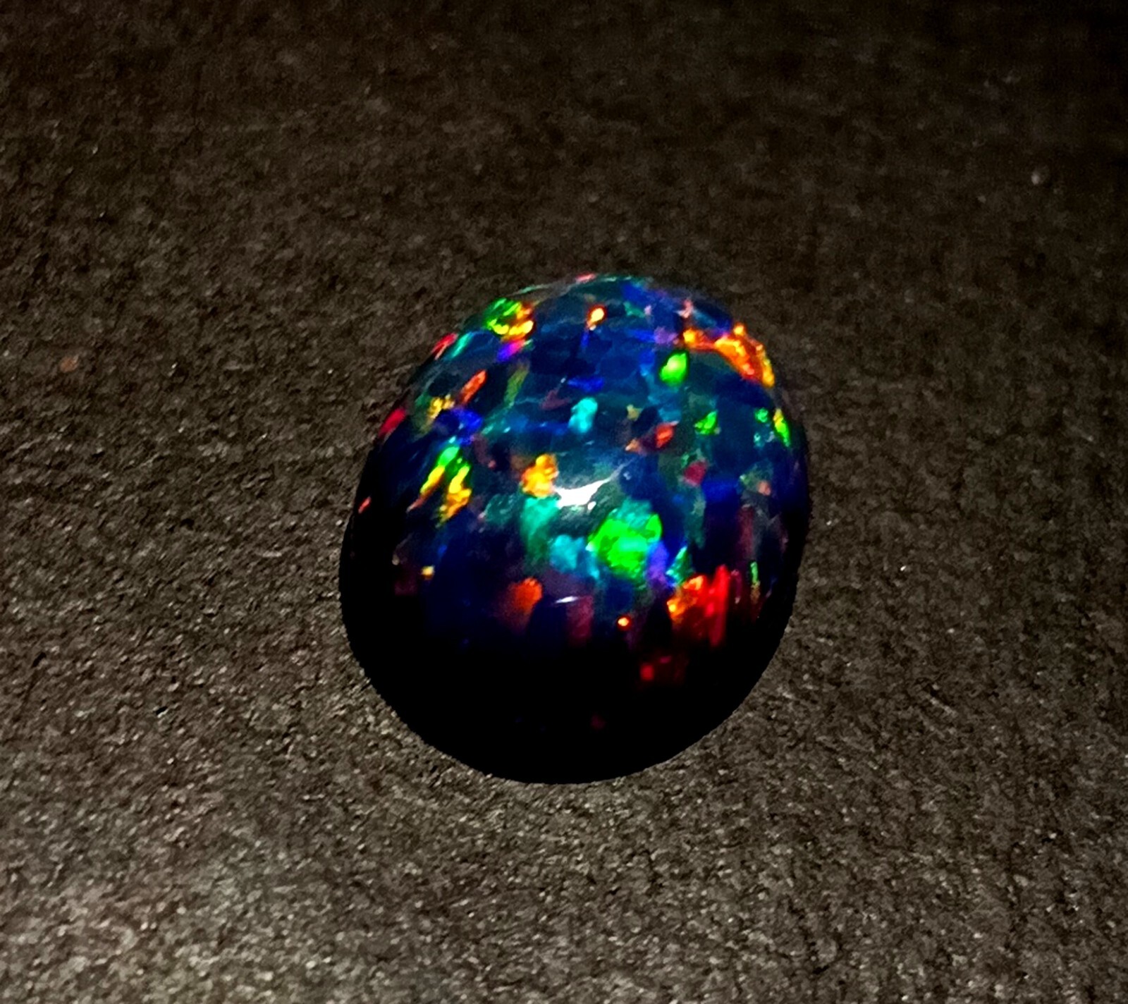 NaturalCertified Black Fire Opal Oval Cabochon 9.70 Ct Australian Loose Gemstone