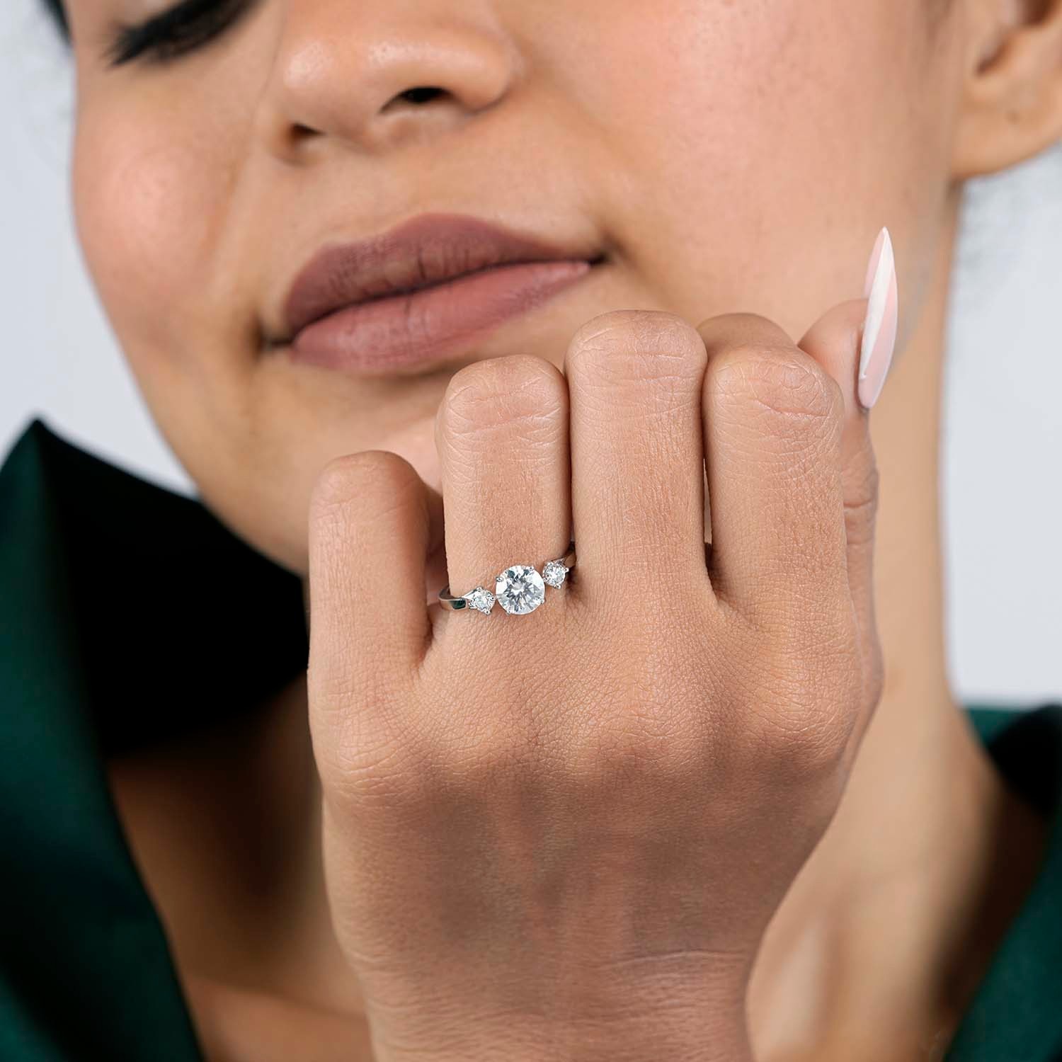1.21 Ct Round Solitaire Lab Grown Diamond 18K Yellow Gold Hidden Halo Ring