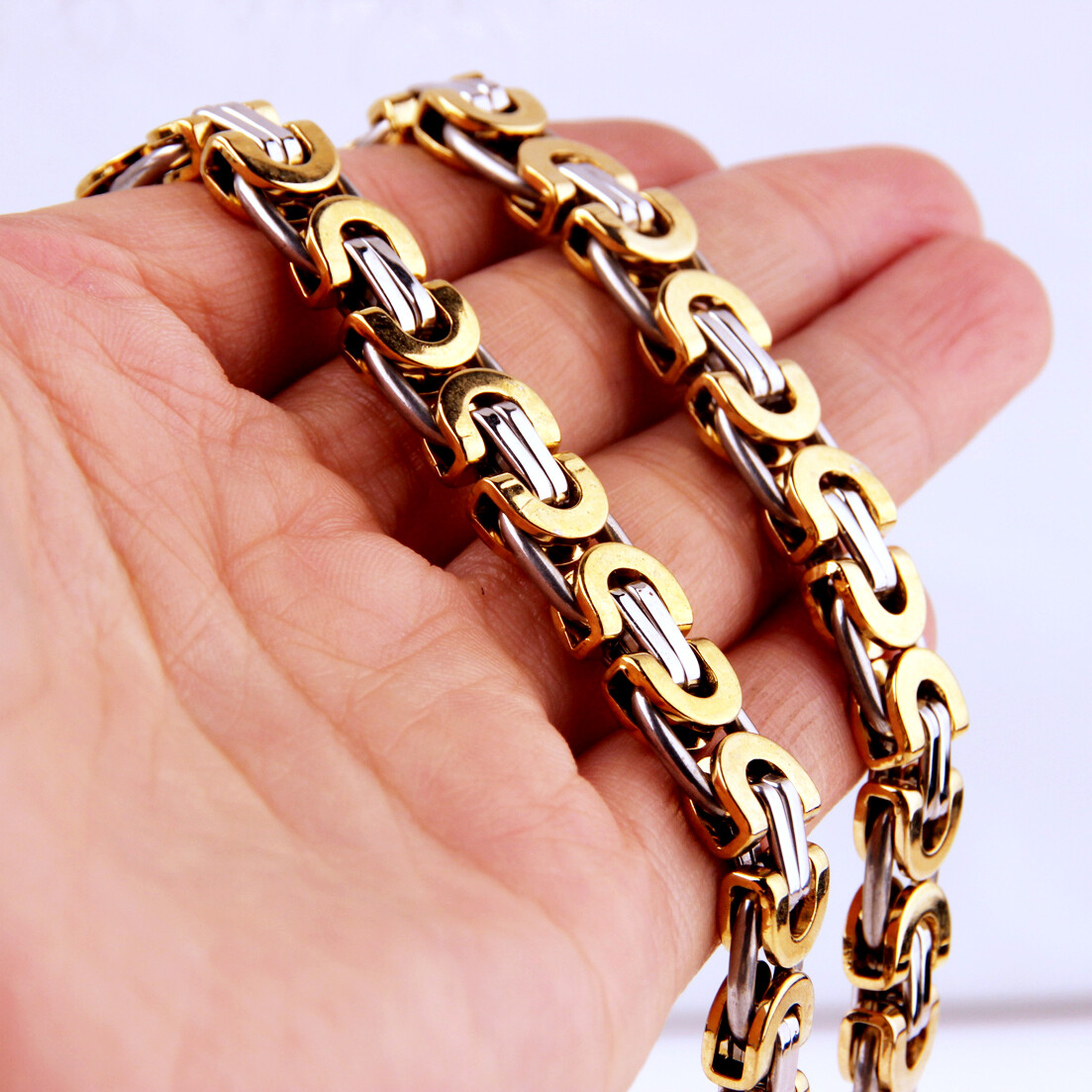 Charming 6/8/11mm Stainless Steel Women Mens Byzantine Boxes Chain Necklace Gift
