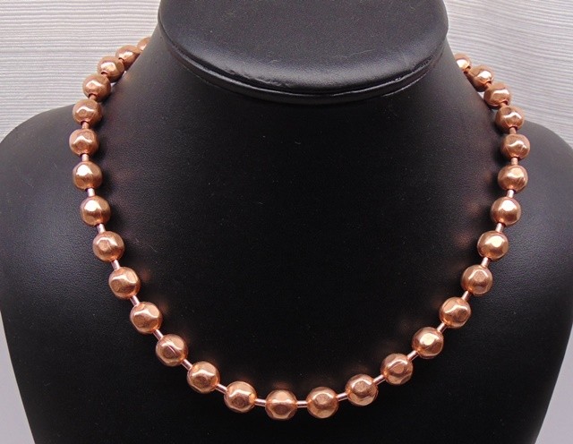 COPPER BALL CHAIN Necklace or Bracelet Statement Size 9.5mm Round + Faceted Bead