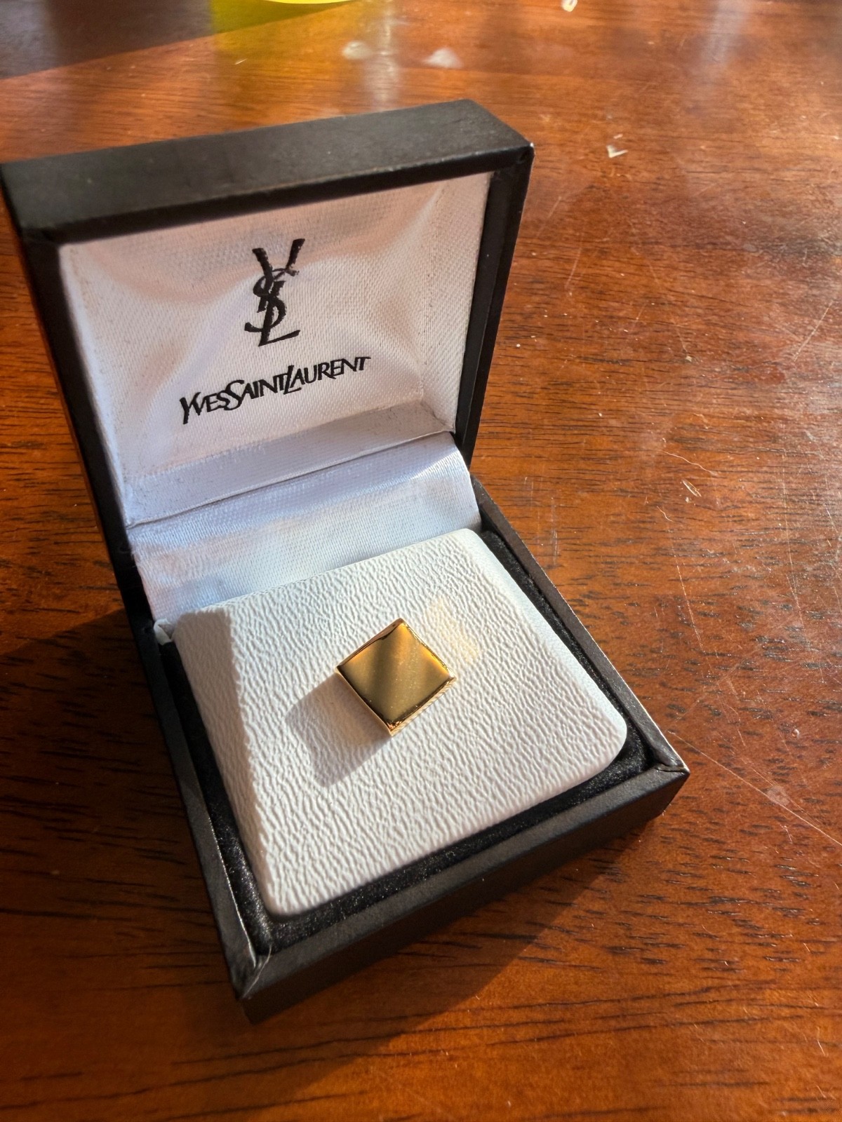 Vintage YSL Gold Tie Pin with Original Box
