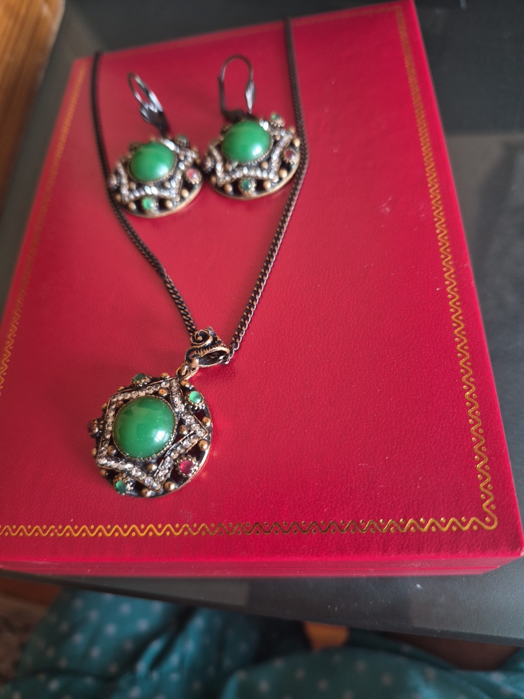 Turkish Emerald Ruby Zircon 2pc Set