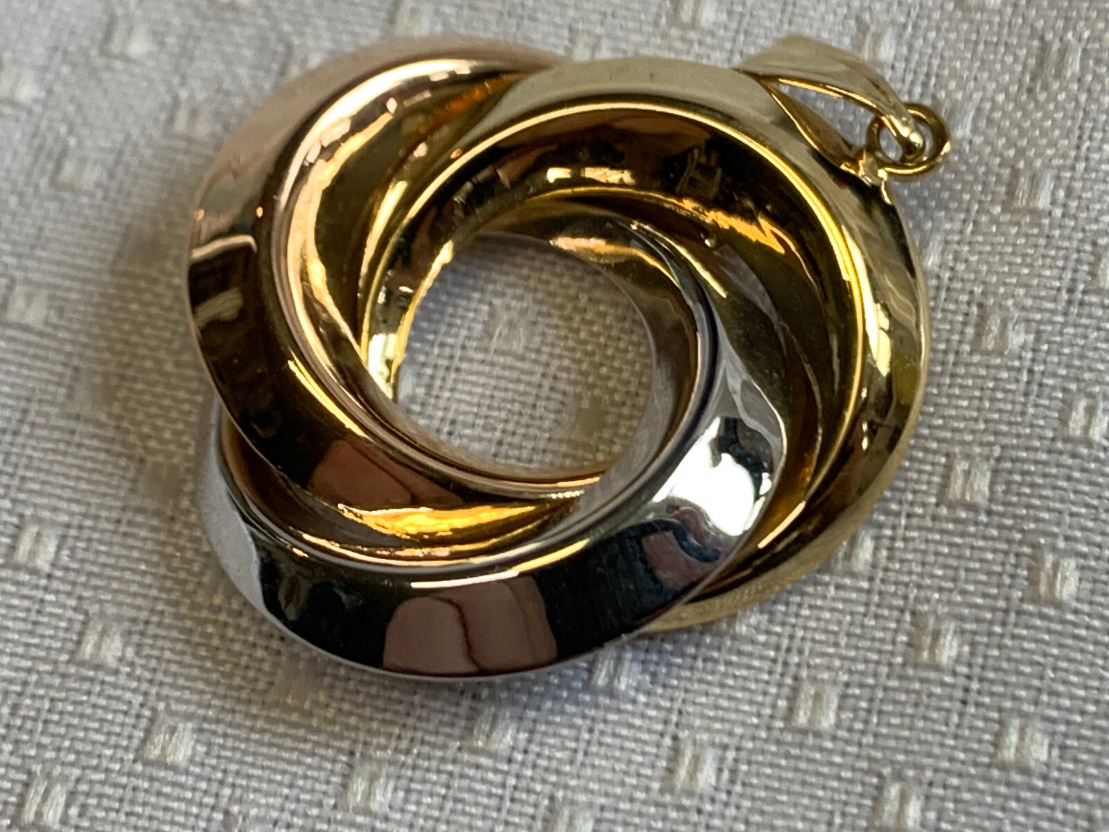 14K Tri-Color Gold Swirl Pendant 2.34g Fine Jewelry Yellow Rose & White Gold