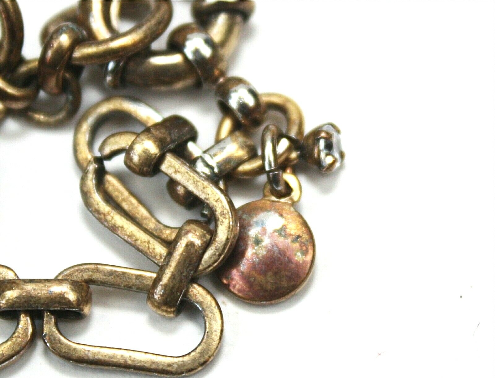 J CREW Necklace 20″ Gold Tone Chains & Links Clear Rhinestones Statement Jewelry