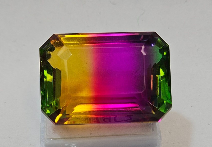 Bi-Colour Natural Tourmaline Emerald Cut 80+ Ct Loose Certified Quality Gemstone