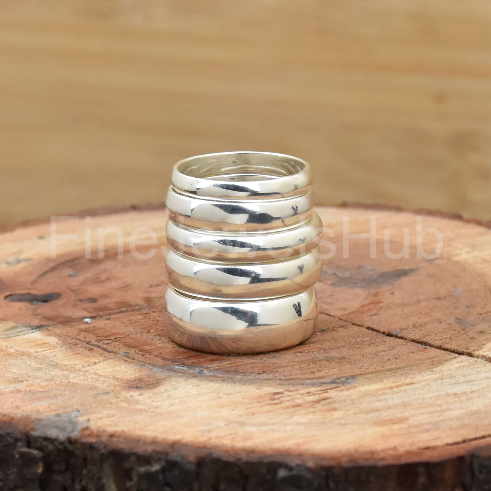 925 Sterling Silver Wedding Dome Band Plain Ring Width 2mm 3mm 4mm 5mm 6mm 8mm