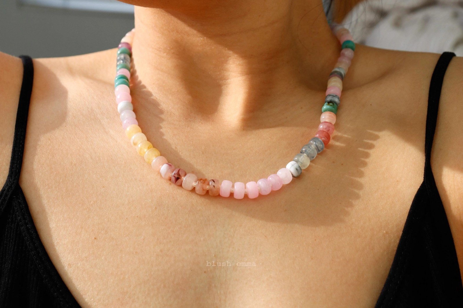 **Neutral Pastels Earth Tone Beaded Necklace Resin Candy Seed Dainty Gift Her**