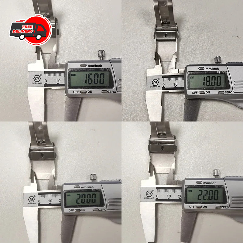 Watch Clasp 16mm 18mm 20mm 22mm Silver Folding Safety Milled Deployant Buckle