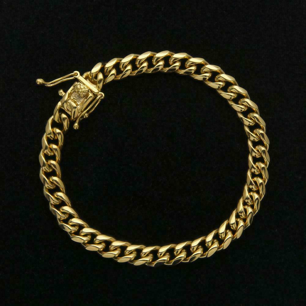 Men’s Miami Cuban Link Bracelet&Chain Combo Set 14K Gold Plated Stainless Steel