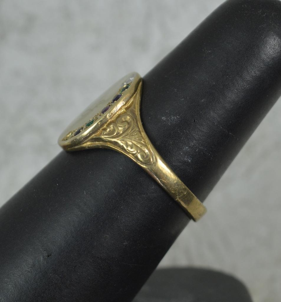 DEAREST 9 Carat Gold and Gemstone Acrostic Signet Ring