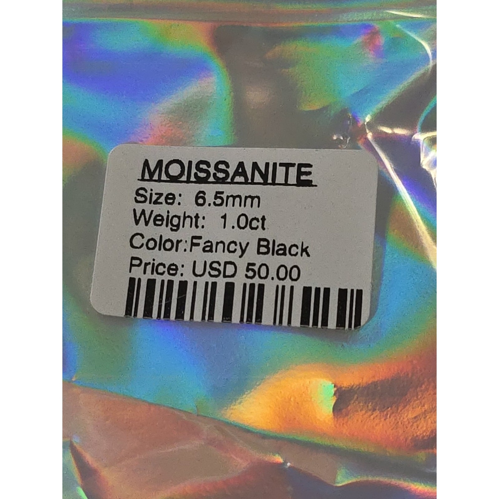 Fancy Black Moissanite Loose Stone Round 6.5mm 1.0ct