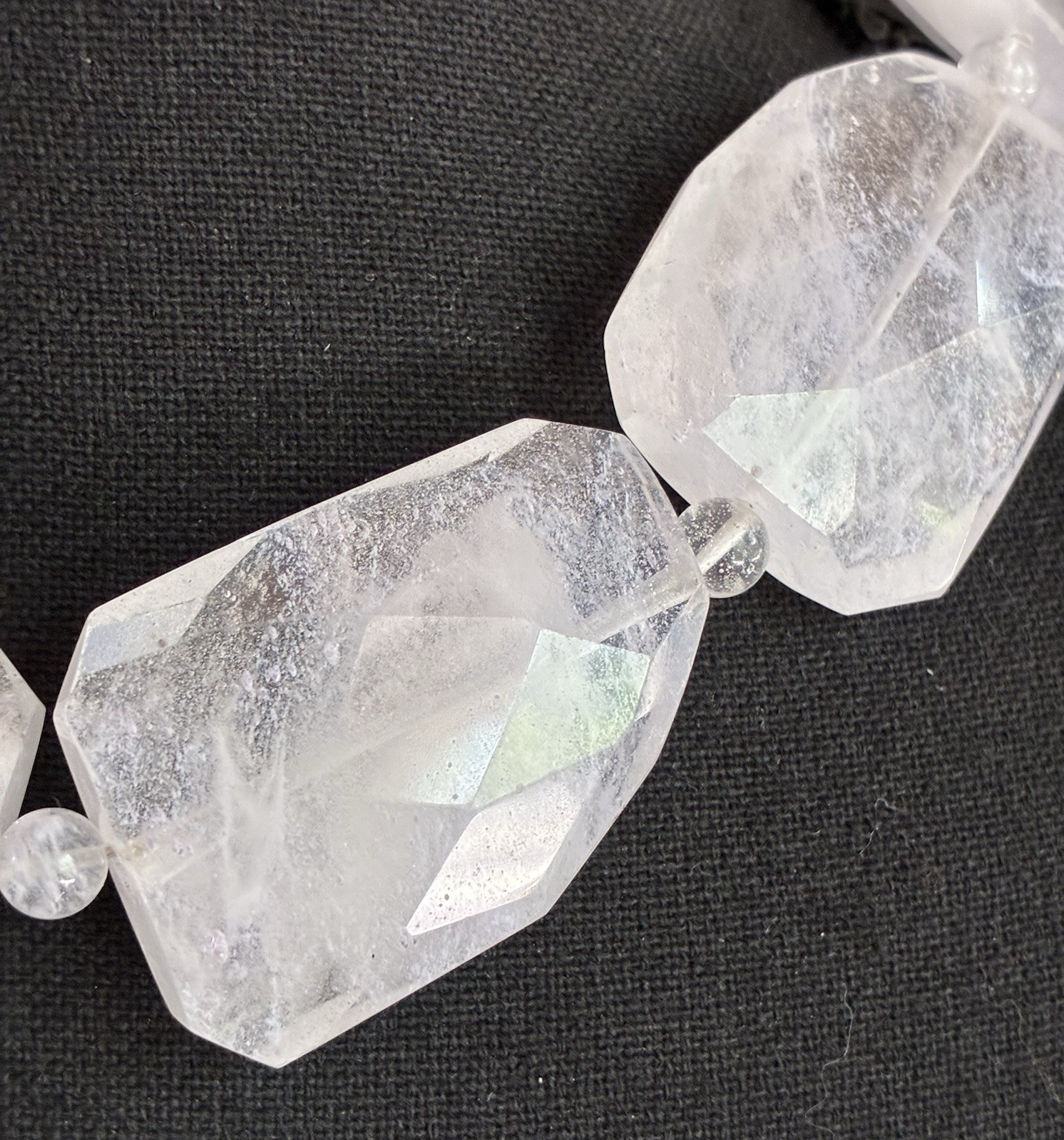 Faceted Clear Quartz Beaded Statement Necklace