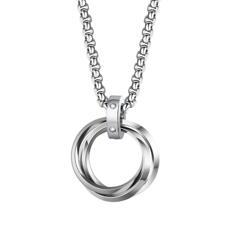 Necklace For Men Hip-hop Three-ring Titanium Steel Does Not Fade Simple Refined