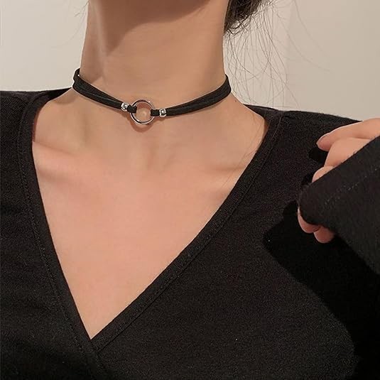 Black Submissive Necklace for Women Velvet Day Collar Choker Silver…