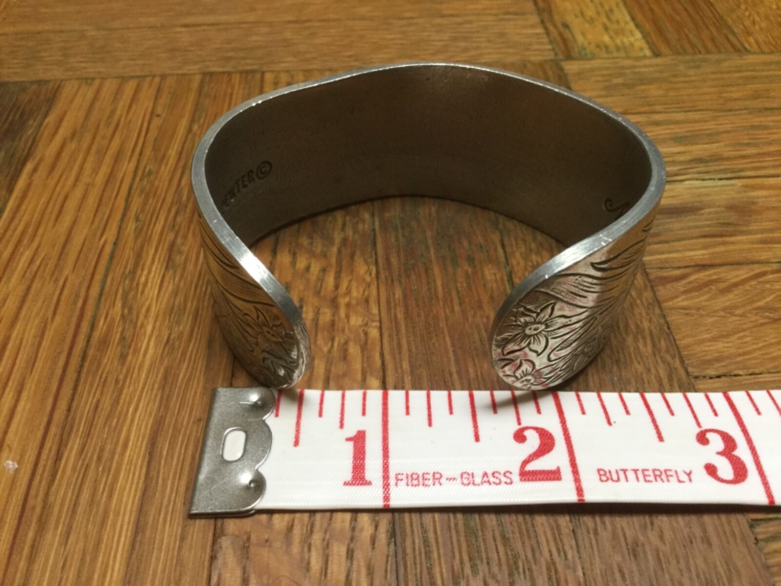 Salisbury Pewter March flower month 1 1/4” wide Cuff Bracelet.