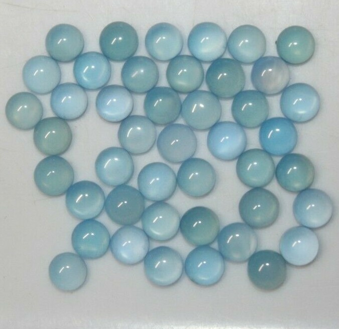 Blue Chalcedony 3mm, 4mm, 5mm, 6mm, 7mm, 8mm, 10mm & 12mm Round Loose Cabochon