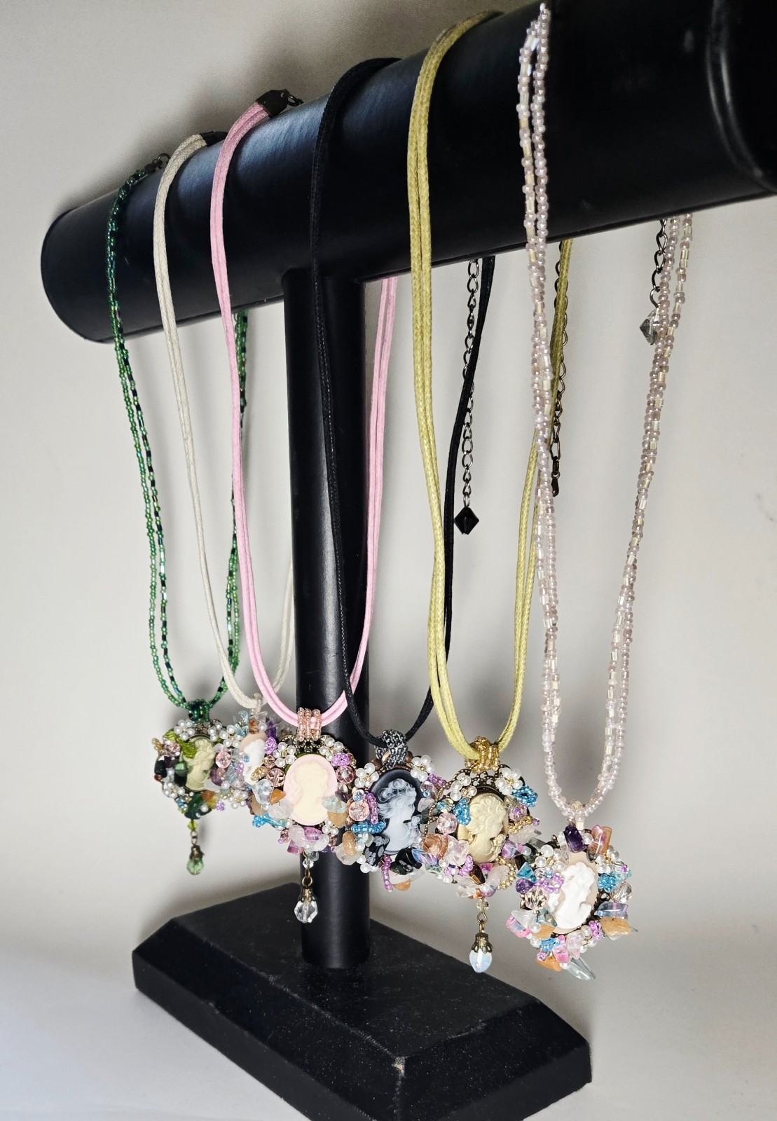 Cameo Necklace Wholesale Lot of 6 Vintage Beaded Victorian Style Beaded Jewelry