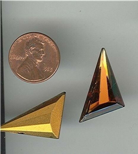 24 VINTAGE WEST GERMAN GLASS TOPAZ 29x24x17mm SCALENE TRIANGLE GEMS JEWELS R390