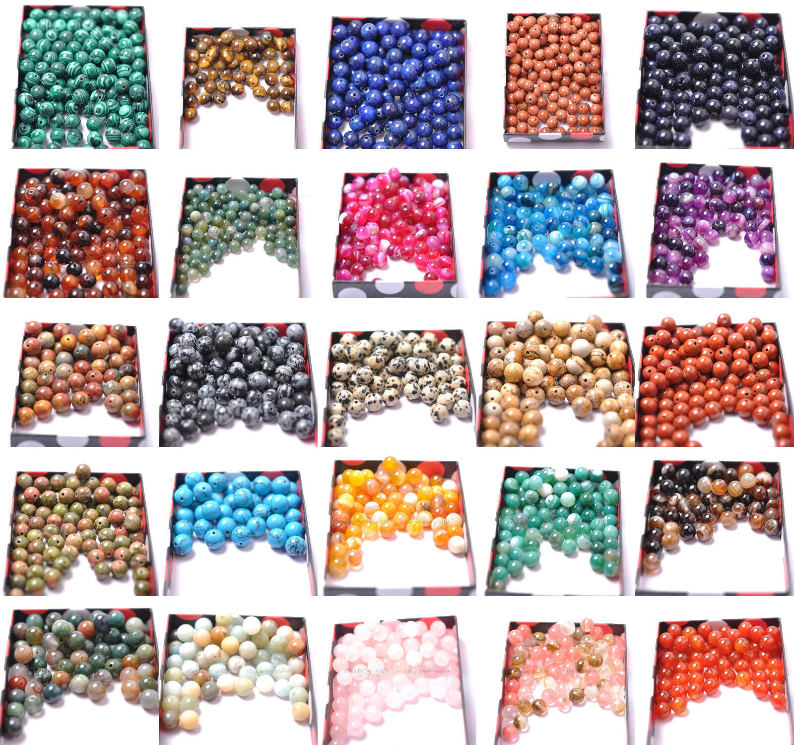 Wholesale Natural Gemstone Round Charms Spacer Loose Beads 4MM 6MM 8MM 10MM 12MM