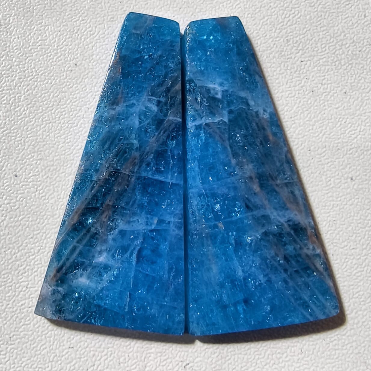 46 Cts Natural Blue Apatite Match Pair Cabochon Gemstone 36.4 X 17.2 MM 7