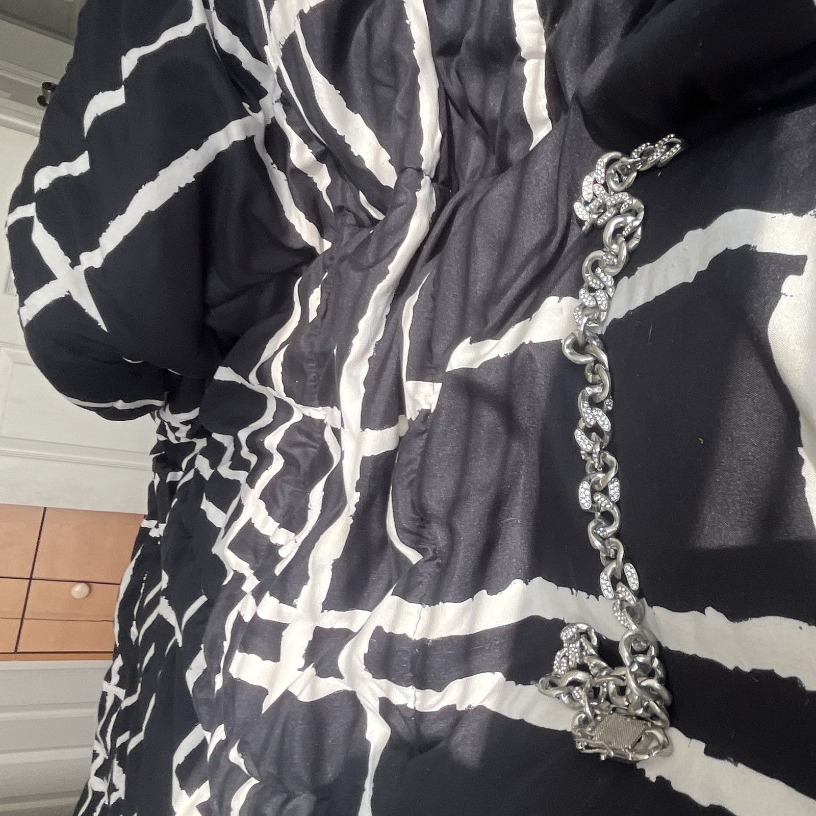 Silver Tone Metal Chain Link Necklace, Cable Chain Style, No Stone