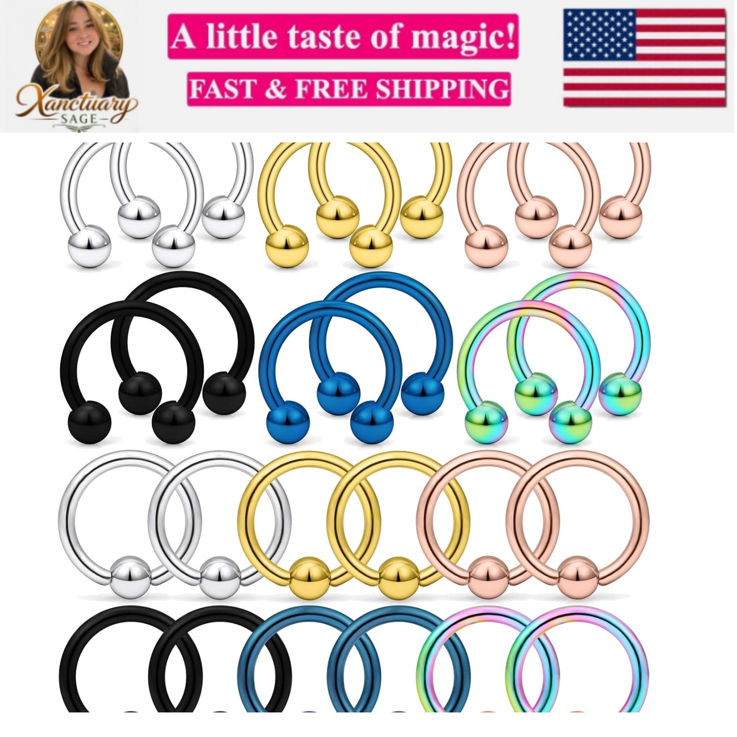 14G Septum Nose Rings Eyebrow lip Rings Lobe Earrings Hoop 316L Surgical Stee…