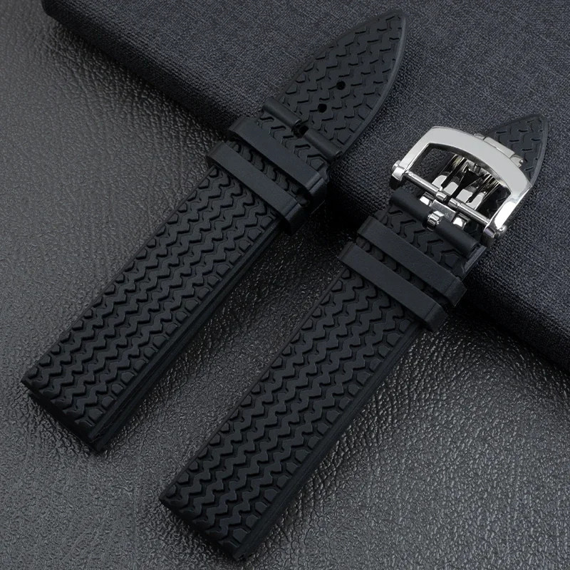 Fits Chopard Mille Miglia Gran Turismo XL 23mm Black Rubber Silicone Watch Strap