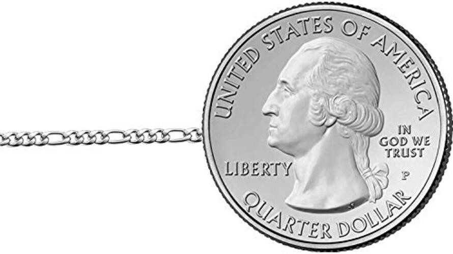 925 Sterling Silver 2mm Italian Solid Figaro Link Chain 18.0 Inches 2.0